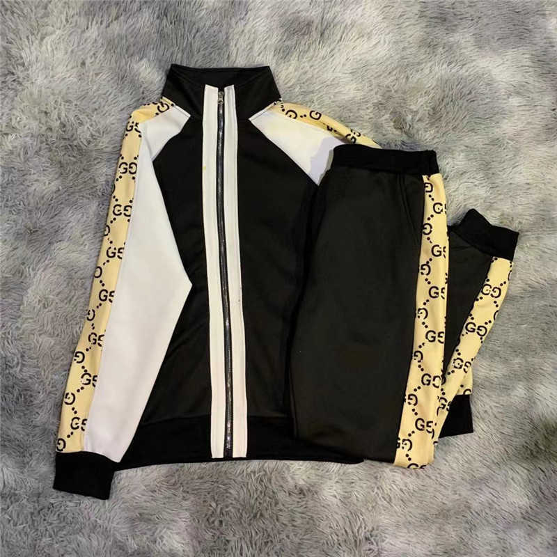 

European And American Large Size Autumn/Winter Sports Suit With Standing Collar Polyester Zipper Jacket + Hip-Hop Jogging Pants X0601, Gray