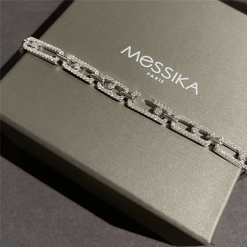 

luxury designer jewelry women bracelets Messika brand Sterling Silver charm bracelet alloy diamond cuff bracciali gift Bracciale de donna original box