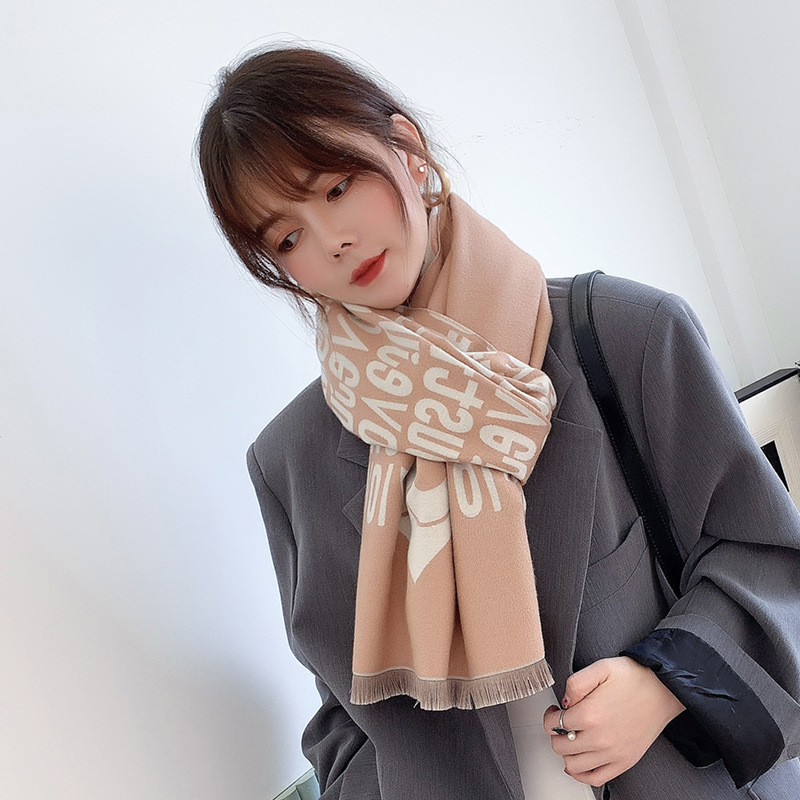 

Autumn and Winter New Womens Scarf Knitted Warm Letter Thickened Scarf Wholesale