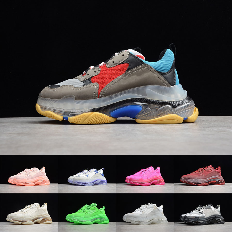 

2021 Fashion Men Women Womens Designers Triple S Clear Shoes Sole Platform Casual Paris 17FW Old Dad Large Increasing Sneakers Crystal Sport, Shown