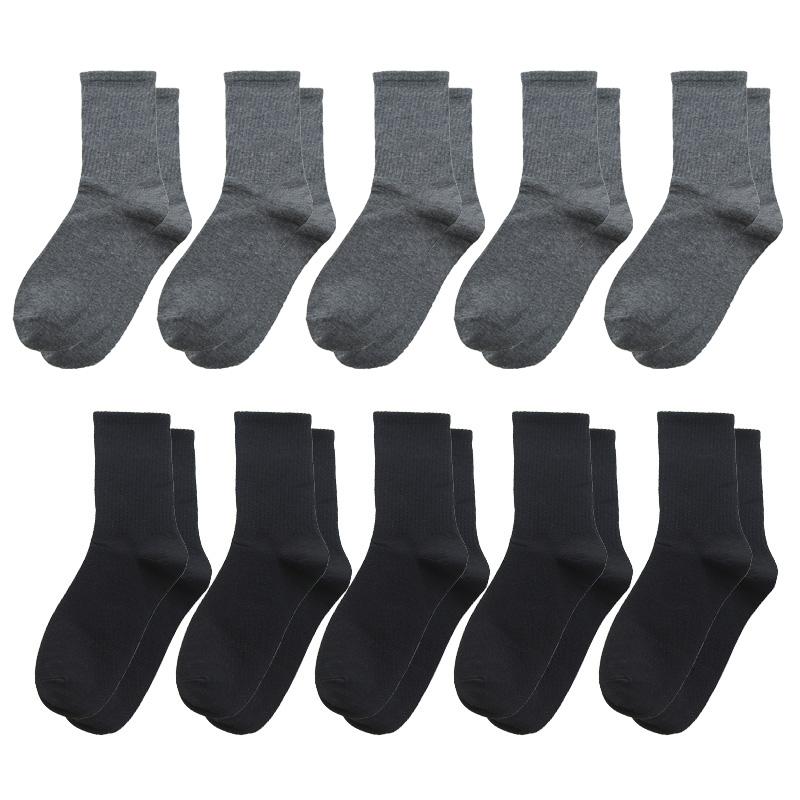 

Men's Socks 10 Pairs/Pack Leisure Business Sport Men Cotton Breathable Deodorant Solid Color Crew Wholesale Middle Tube, Black