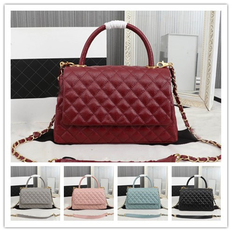 

Bag Luxury Designer Quilted GHW Tote Shoulder Calfskin Leather Red Size: 28x17x9CM