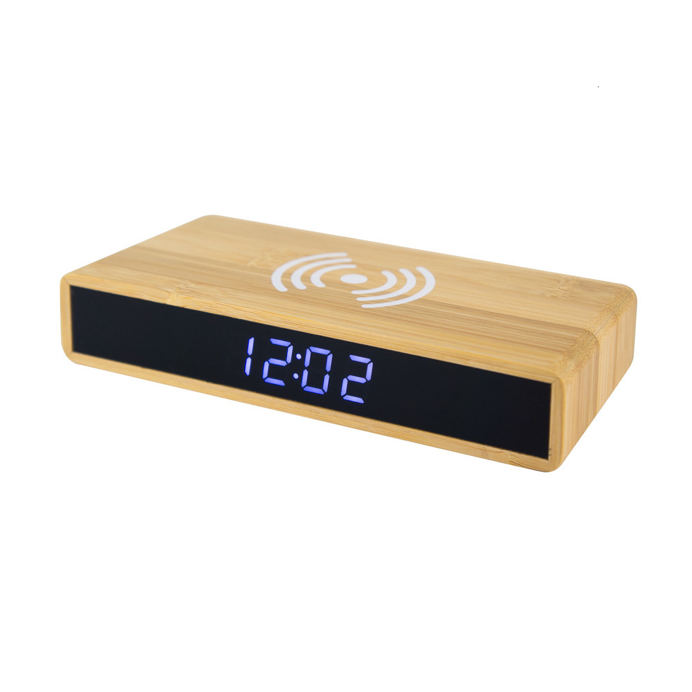 

creative digital mobile phone wirels charging wood alarm clock student gift