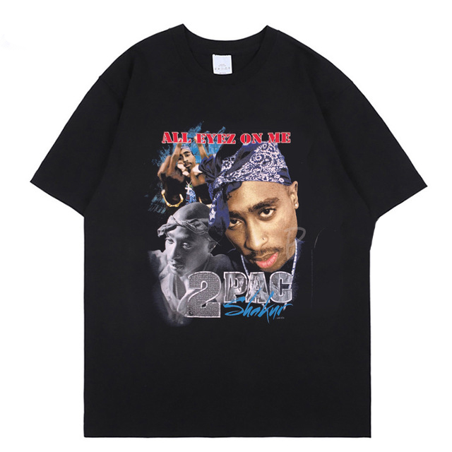 

Tupac 2pac Black Tshirt Shakur Hip Hop T Shirts Makaveli Rapper Notorious Big Young Thug Koba La J Cole Hiphop Rap Streetwear, White;black