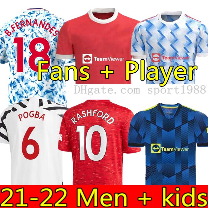 

Manchester 2021 2022 Fans Player soccer jerseys UNITED CAVANI UTD VAN DE BEEK B. FERNANDES RASHFORD football shirt 20 21 22 man kids kit, Kids size