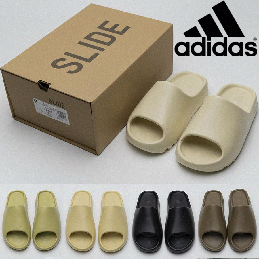 

[with box] adidas yeezy yeezys yezzys yezzy slides kanye west slippers desert sand brown flat beach resin slide sandal men womens siipper Gr, Black