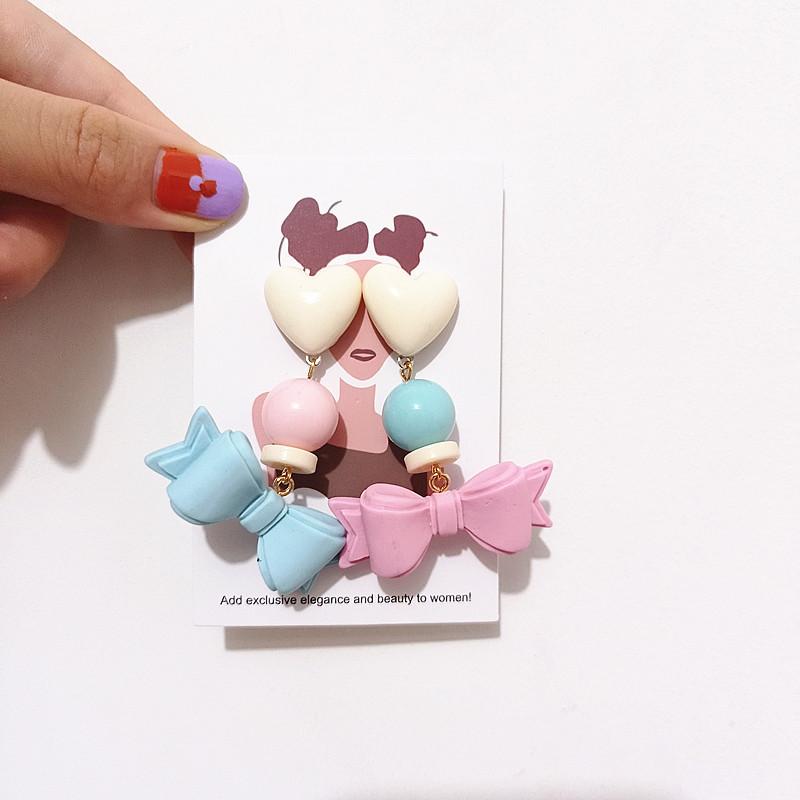 

Dangle & Chandelier Juorest Romantic Bowknot Cute Earrings Korea Style Multi Color Candy Drop Party Street Wear Casual Stud Earring, Silver