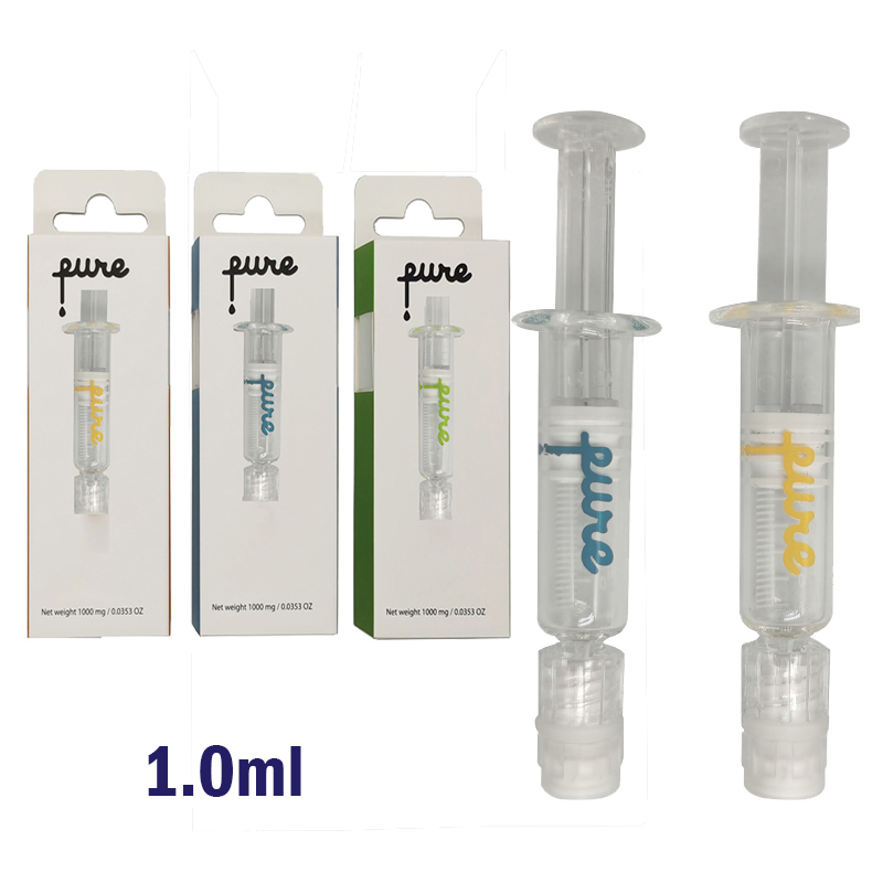 

Pure One Glass Syringes Luer Lock Syringe 1.0ml Thick Oil Storage Injection Measurement Mark with Box Packaging for Empty 510 Thread Vape Cartridge Filling Tools