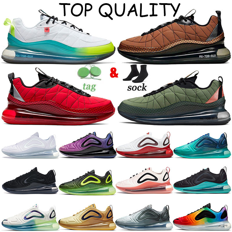 

Authentic Stock X Running Shoes 2021 Women Mens AirMax 720-818 Off Air Max 720 White Black Be True Sea Forest Metallic Silver University Red