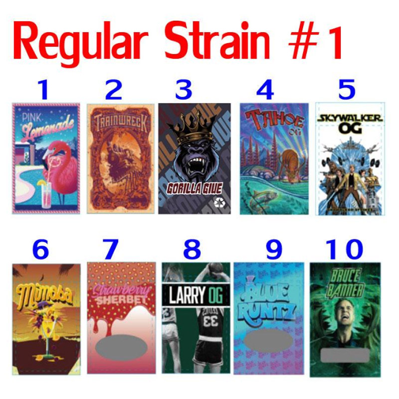 

80 designs regular strains dry herb flower 3.5g mylar bag smell proof packages Jet fuel Gorilla glue Marathon og Ice cream wedding cake packaging