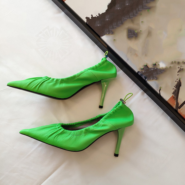 

designer women genuine leather dress shoes patchwork single sandal round head stiletto high heel shallow mouth pumps office sandals party shoe, Black