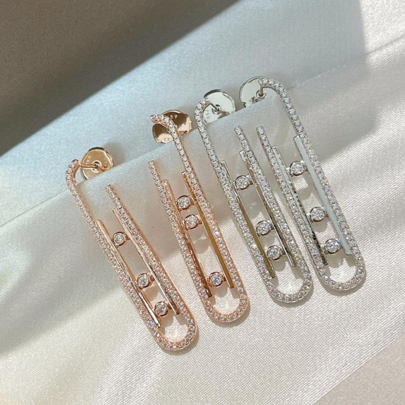 Stud Luxury Fashion Brand 925 Sterling Silver Fine Jewelry Rose Gold Plated Earrings For Women Charms High Quality Bijoux-image-701053739