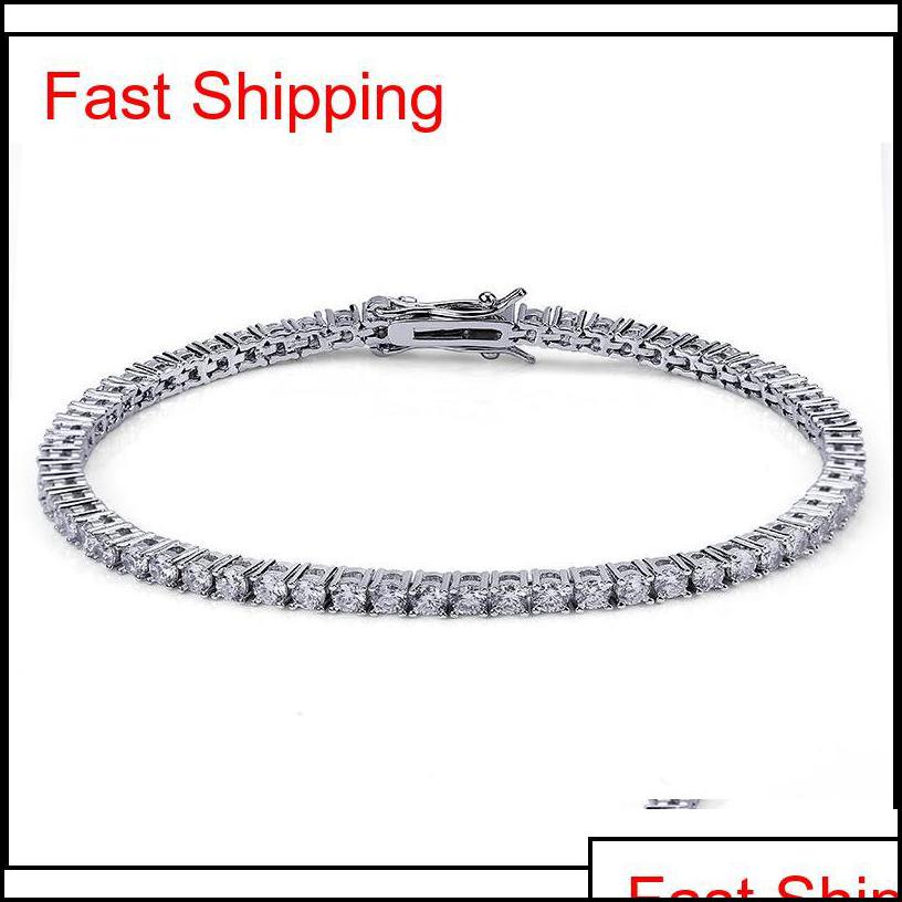 

Bracelets Jewelry European And American Tennis Chains Hip-Hop Tide Mens Bracelet Zircon-Microencased M Bracele Qylanu Luckyhat Drop Delivery