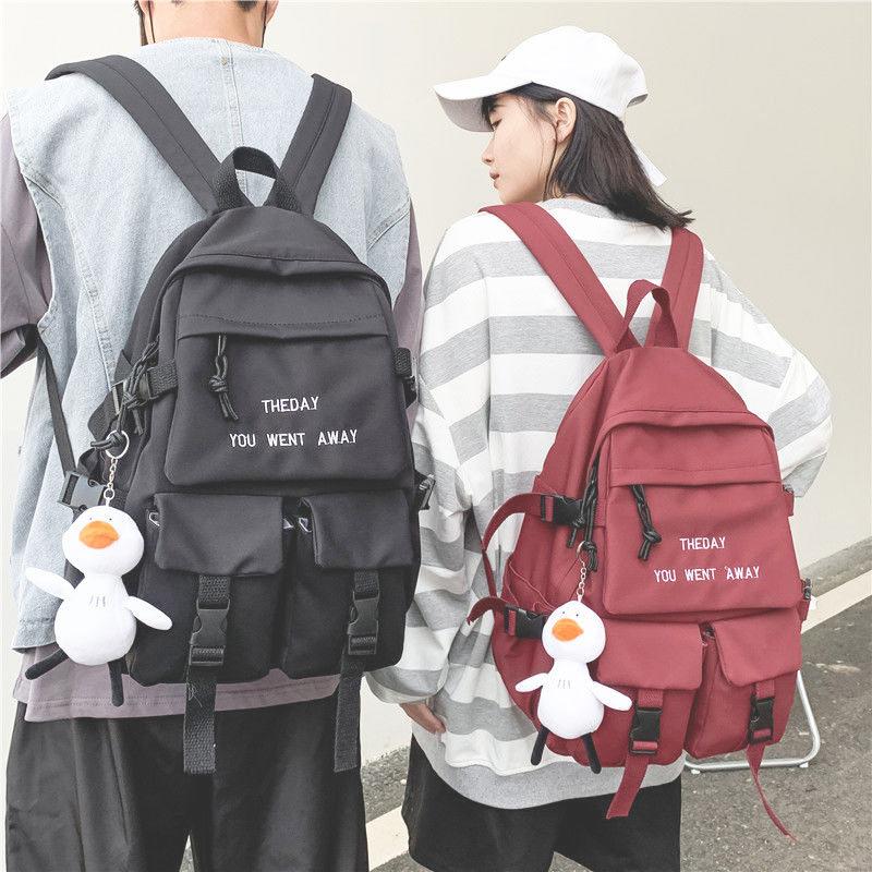 

Backpack Ins Style Schoolbag Trendy Simple Nylon Junior High School Large Capacity Travel Daypack Mochila, Beige