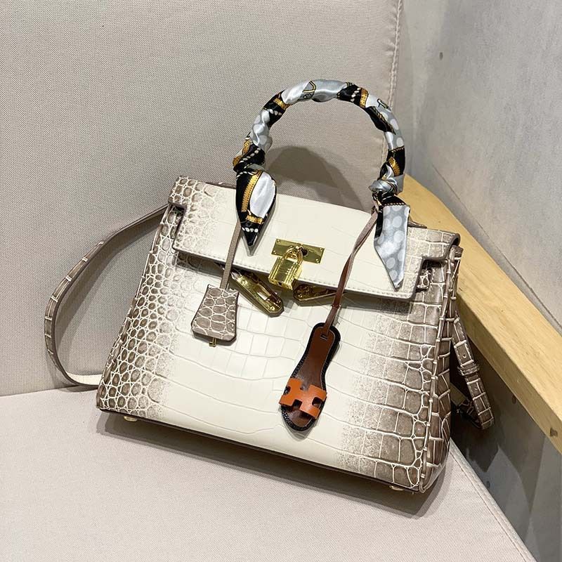 

Bags Herme Leather KELY bag 2021 new fashion 30 just the same Himalayan crocodile platinum large capacity portable KE9