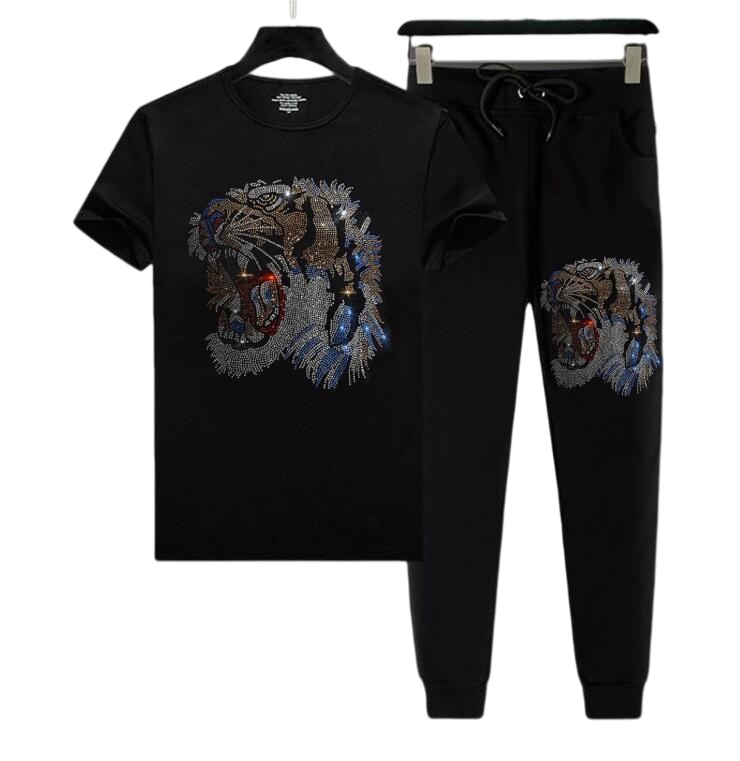 

Mens Short tracksuit Summer Casual 2 Piece short Sleeve Set Hot drill Track Suits 2022 Male Tracksuits, As show