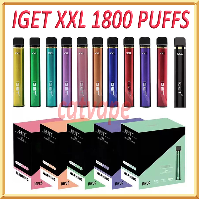 

E cigarette Authentic Iget XXL 1800 puffs Disposable Vape Original 1400mAh Battery VS Gunnpod King Max Mega