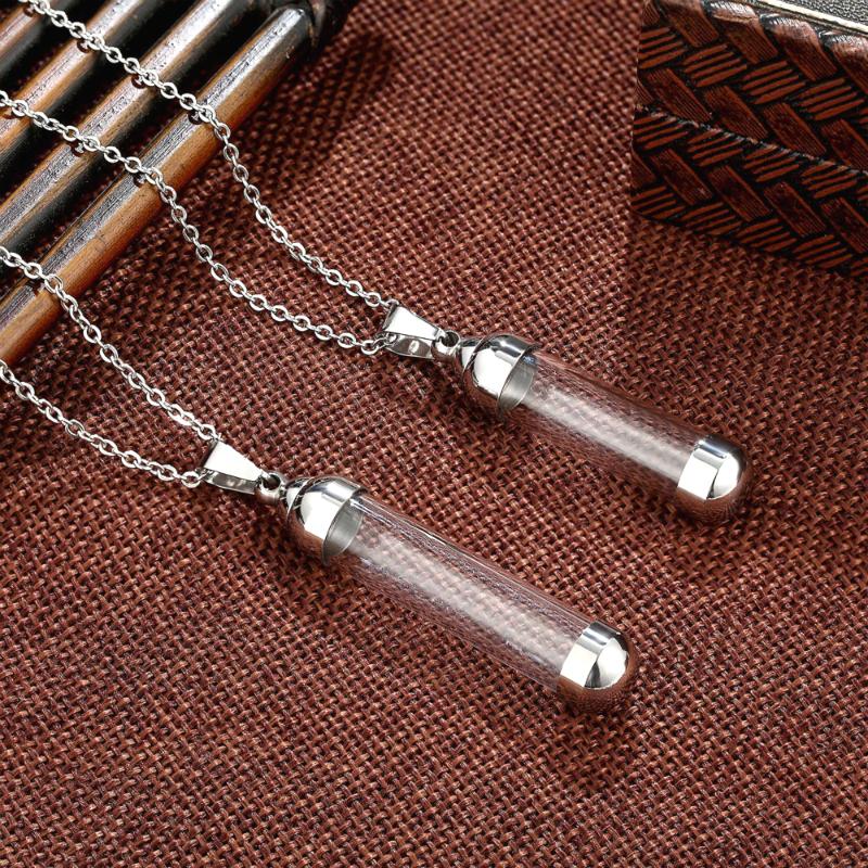 

Charms Glass Vial Pendant Wishing Bottle Perfum Necklace Steel, Bronze;silver