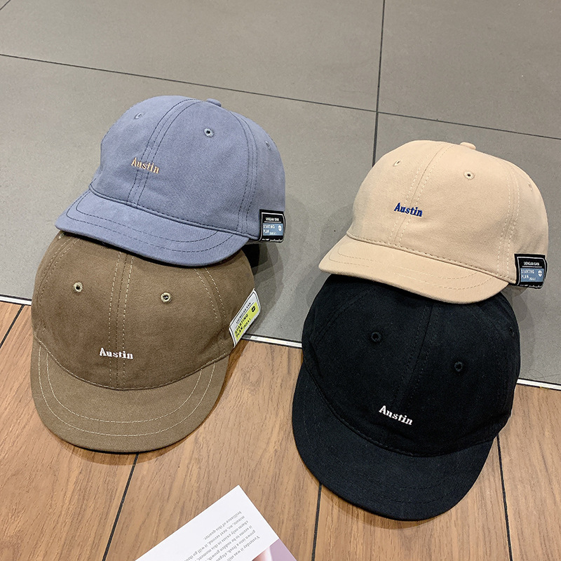 

Baseball Hat Women's fashion brand Korean version versatile sticker letter short eaves hip hop fashion cap men, Beige