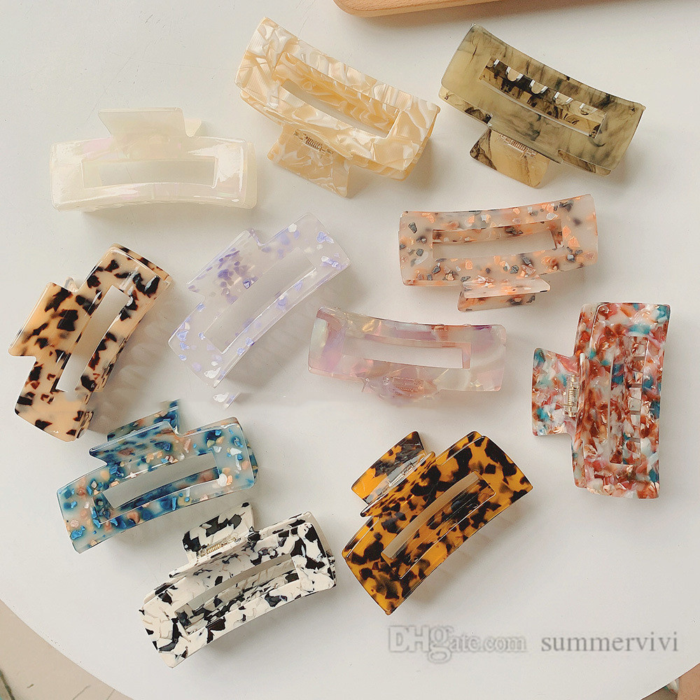 

Girls acetate hair clip rectangle acrylic marble print large hairs claws ponytail women accessories children shark barrettes Q2081, Mixed color