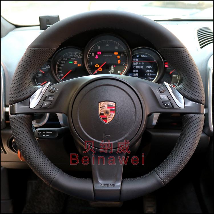 

Steering Wheel Covers DIY Hand-Stitched Leather Car Cover For Cayman Panamera 911 Auto Accessories