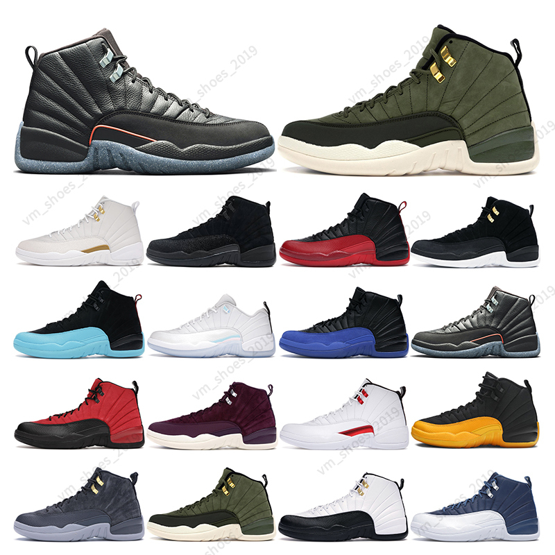 

5.5-13 12 men basketball 12s Utility Flu Game Reverse Taxi Bordeaux Michigan Stone Blue mens trainers sports sneakers