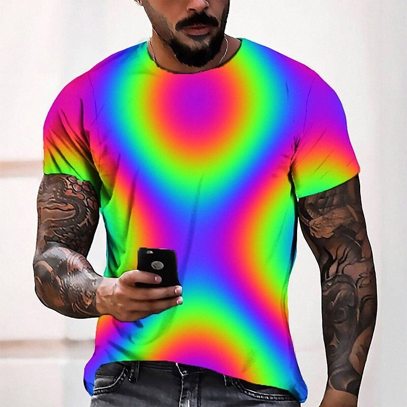 T-shirt Tee T-shirt 3D Imprimer graphique col rond décontracté quotidien quotidien 3D imprimé à manches courtes Haut de la mode Cool Confortable