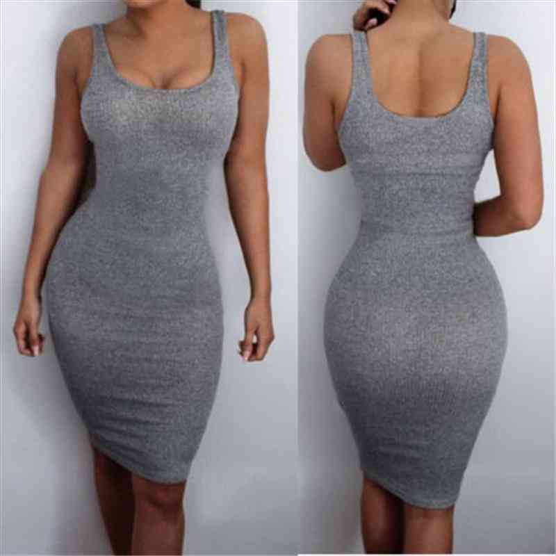 

Fashion Sexy Womens Ladies Dresses Summer Sleeveless Bandage Bodycon Party Dress Casual Short Mini Dress Gray, Black;gray