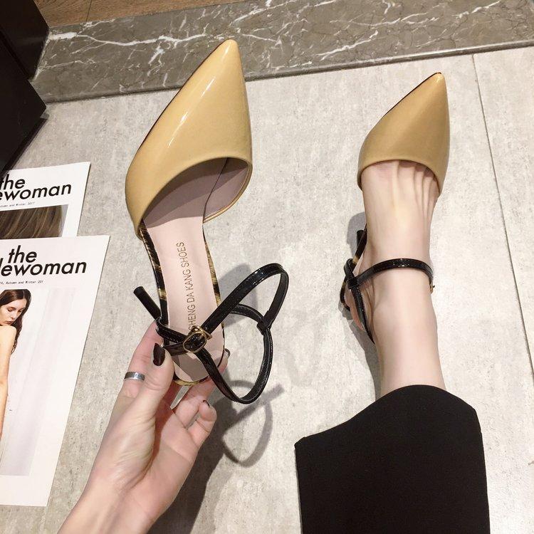 

Sandals Thin Heels With Buckled For Women Summer High Heels, Sexy Pointed Patent Leather Professional Women's Singles