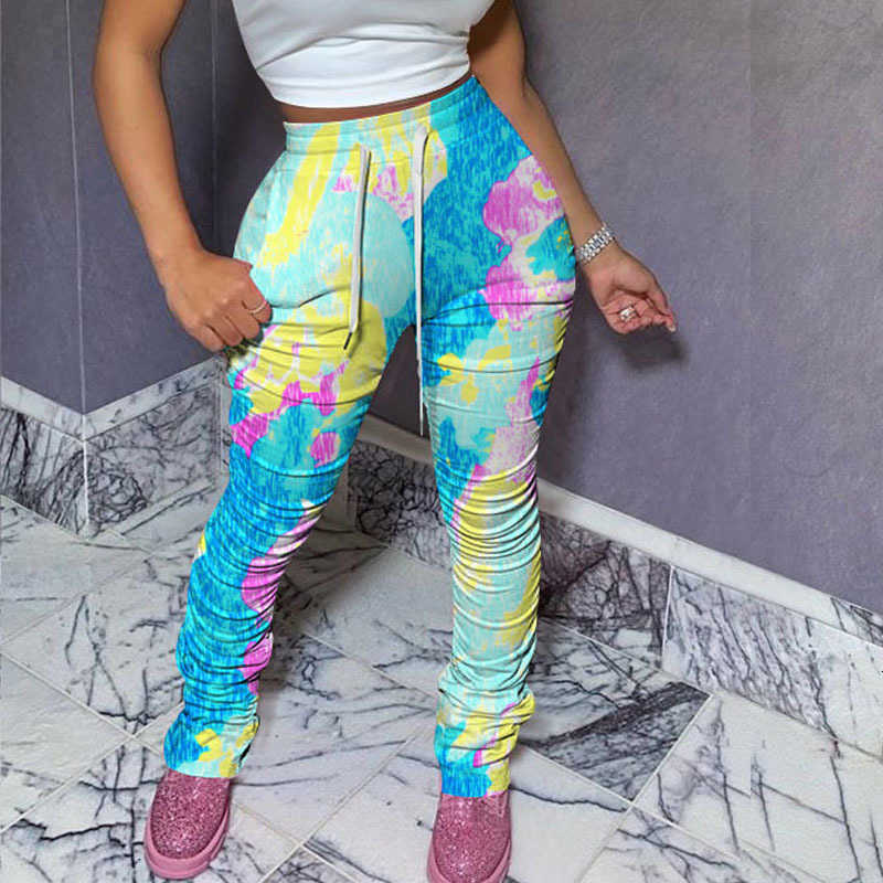 

women's pants & capris pant high waist print stacked sweatpants women elastic summer joggers leggings bell bottom trouser ruched unl0, Black;white