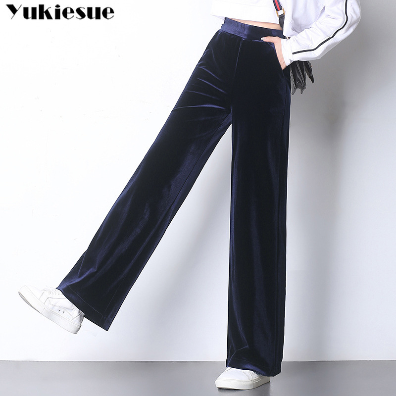 

streetwear summer autumn women' female high waist wide leg long pants capris for women trousers woman Plus size XXXL 210519, Navy blue
