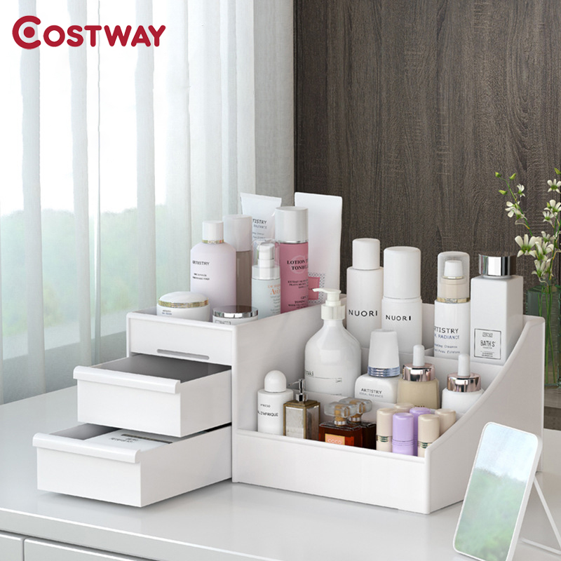 

COSTWAY Cosmetic Box Desktop Cosmetic Storage Box Der Type Pastic Jewery Storage Organizer Storage Rack W0592