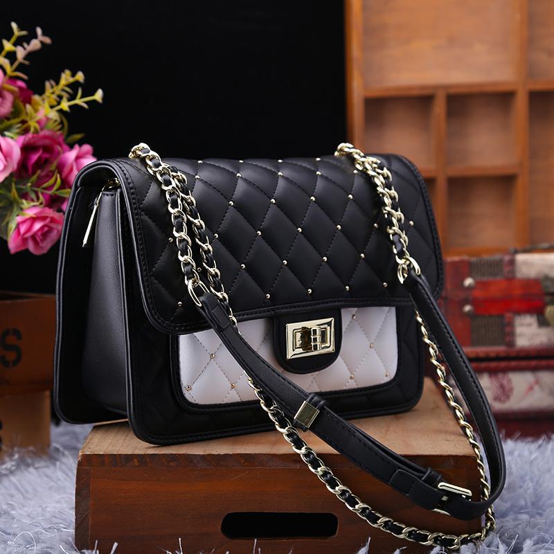 

Evening Bags High Quality Sheepskin Chain Bag For Women 2021 Luxury Designer Brand Fashion Diamond Lattice Single Shoulder Sac Luxe, Black