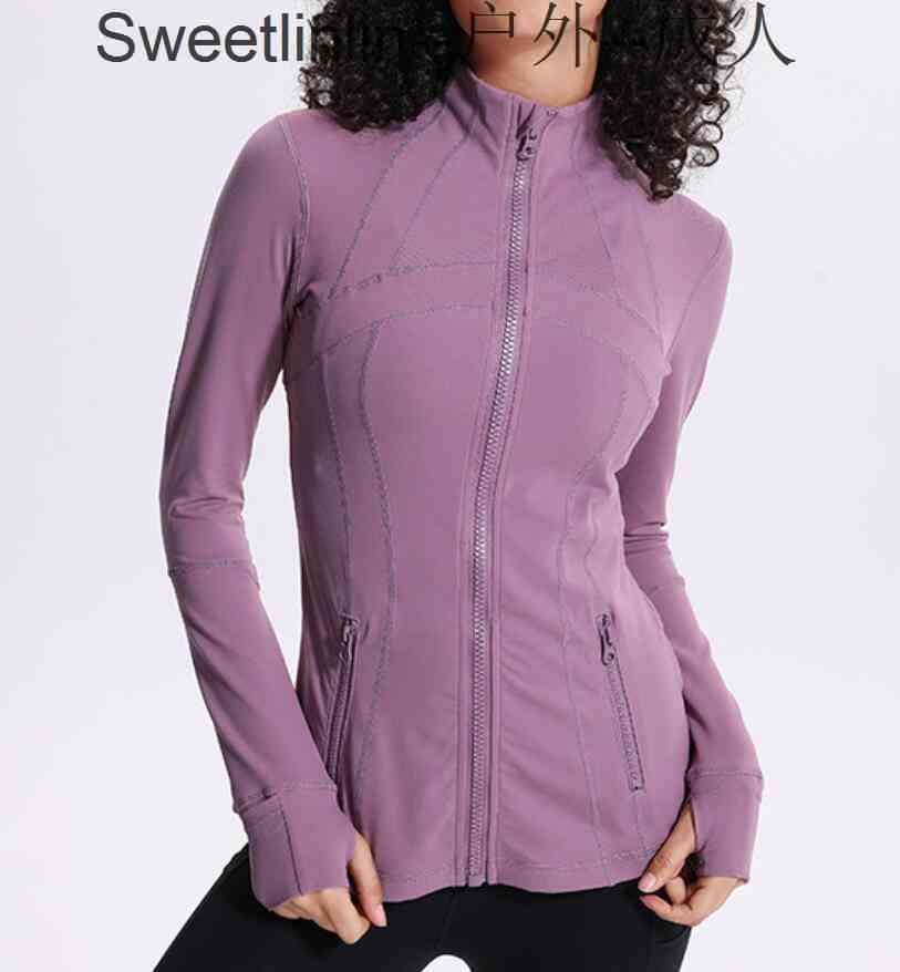 

LU-78 Women's Jacket Digital Printing Zipper Closure Running Fitness Yoga Sports Stretch Gym Clothes Casual Fashion Coat Glove Sleeve Top