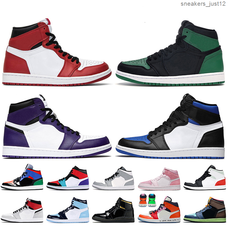 

Jumpan 1 High OG Travis 1s Basketball Royal Toe UNC Chicago Mens Shoes Trainers Light Blue Pink Green Women Sneakers