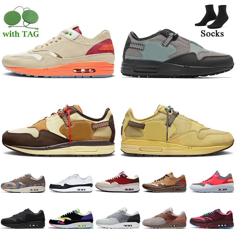 

2021 Top Fashion Women Men MX 1 Running Shoes CLOT Kiss Of Death Solar Red Saturn Gold Baroque Brown Cactus Jack Cave Stone Amsterdam London OG Sneakers Sports Trainers, D50 black red gum 40-45