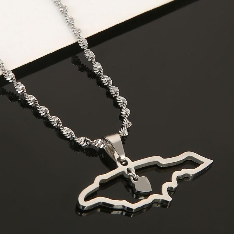 

Pendant Necklaces Stainless Steel Silver Color Jamaica Map Necklace Fashion Jamaican Chian Jewelry