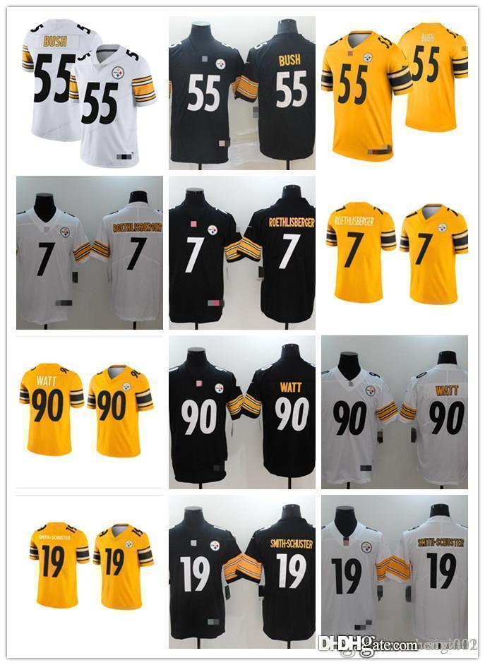 

Mens Womens Youth Football Jerseys Pittsburgh Steelers 19 JuJu Smith-Schuster 90 T.J. Watt 7 Ben Roethlisberger 55 Devin Bush Black, Black;red