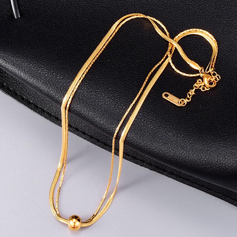 

Chains Fashion Double Layer Snake Chain Women Necklace Choker Stainless Steel Gold Color For Jewelry Drop, Silver