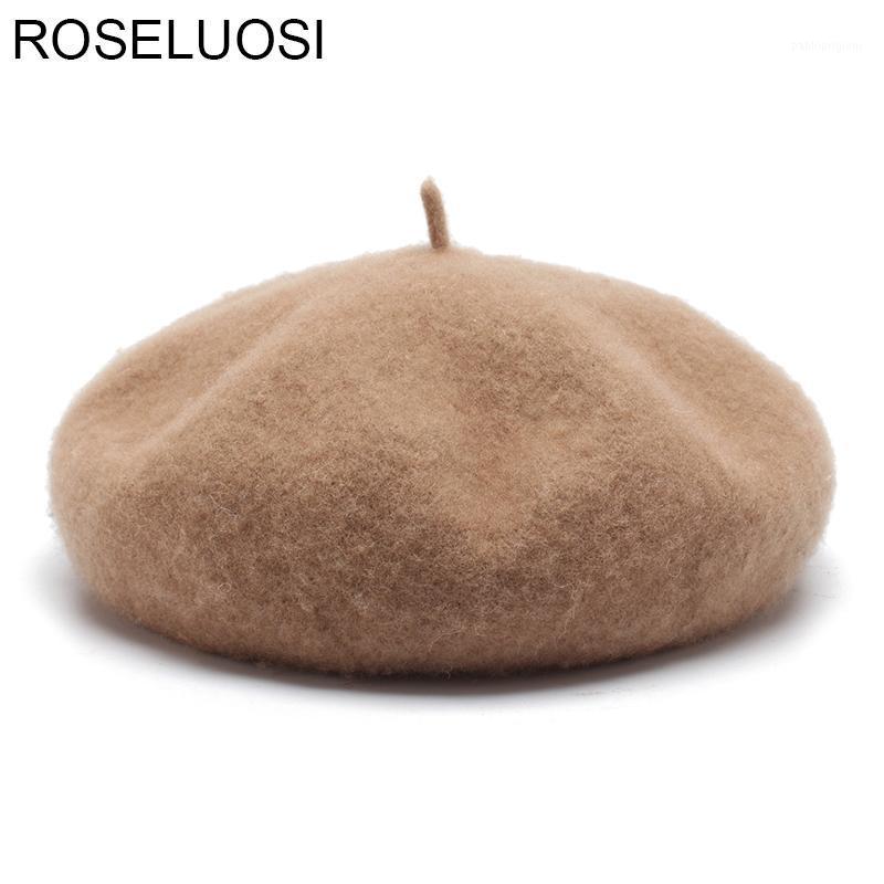 

100% Wool Berets For Women Autumn Winter Beret Hats Casual Solid Color Bonnet Caps Girls Female Boina, Black