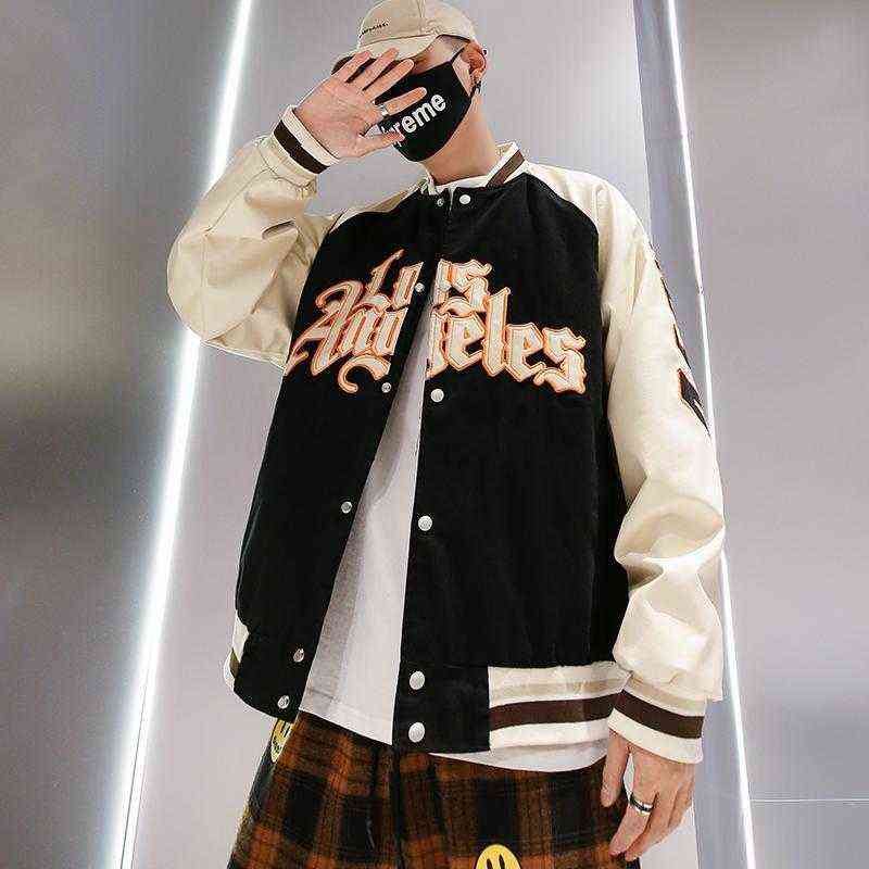 

2021 Hiphop Street Embroidery Baseball Jacket Women's Coat Men's Couple Bomber Unisex Boyfriend Style Varsity New Spring&Autumn X1106