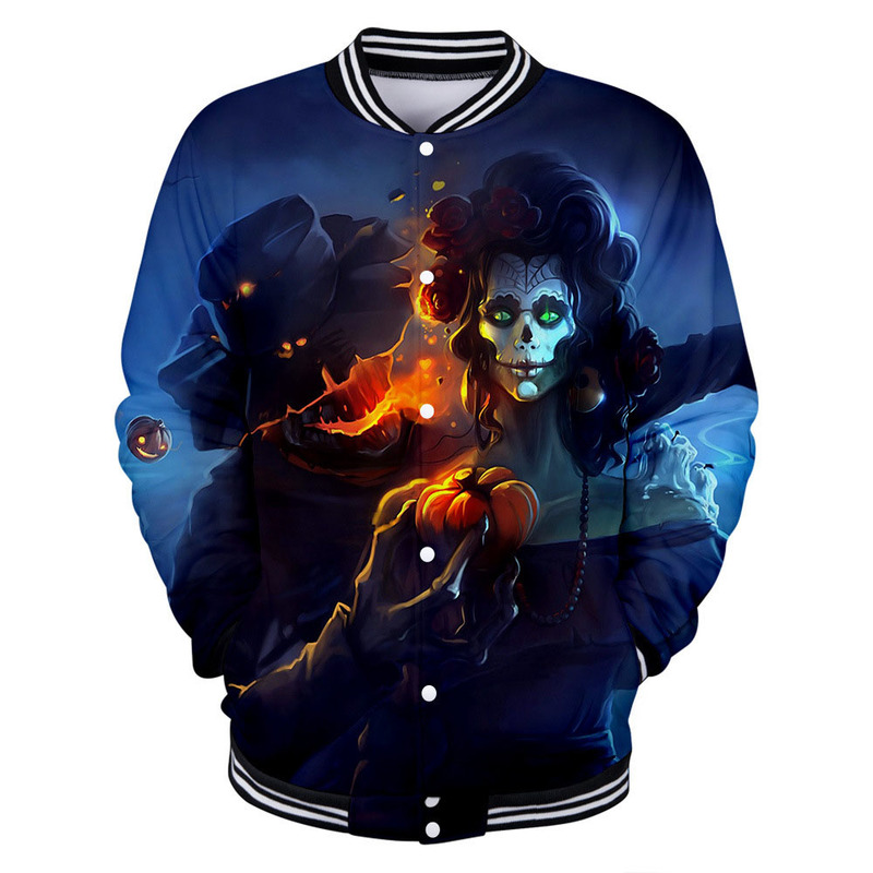 

Halloween Jacket Men's Women's Shorts Skull spoof Pattern Baseball Jacket High Quality Comfortable Fashion Travel Sports Party XXL 2XL, Black;brown