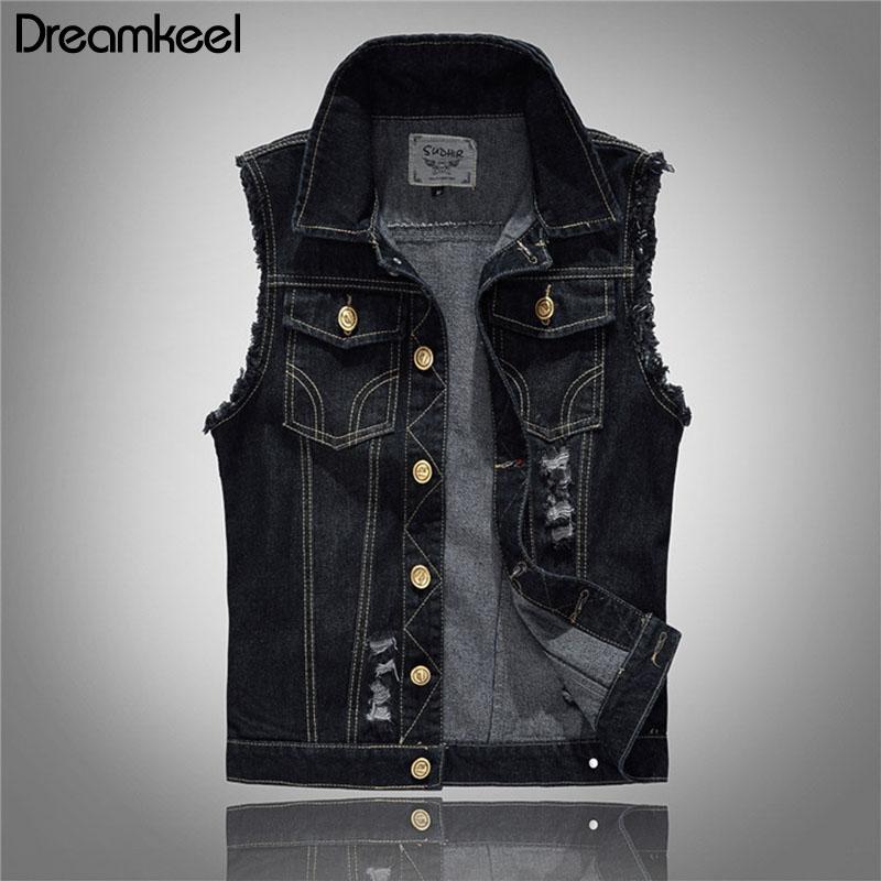 Denim Vest Men Black Australia | New 