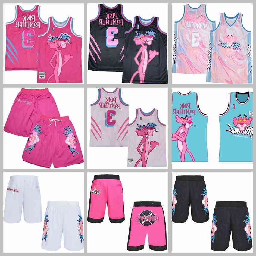 

Movie TV Basketball 3 Miami Pink Panther Jersey Vice Marble Black White Shorts Wears Limited Edition Stitched Good Quality Men, 3 pink new
