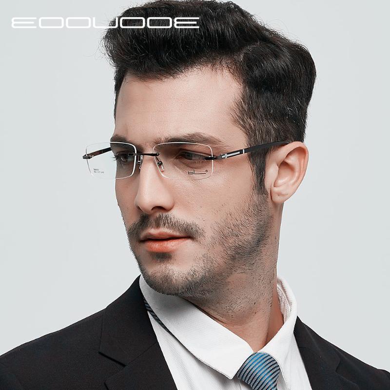 

Fashion Sunglasses Frames EOOUOOE Men Rimless Glasses Metal TR90 Eyewear Male Clear Oculos De Grau Myopia Optical Gafas Opticas Frame