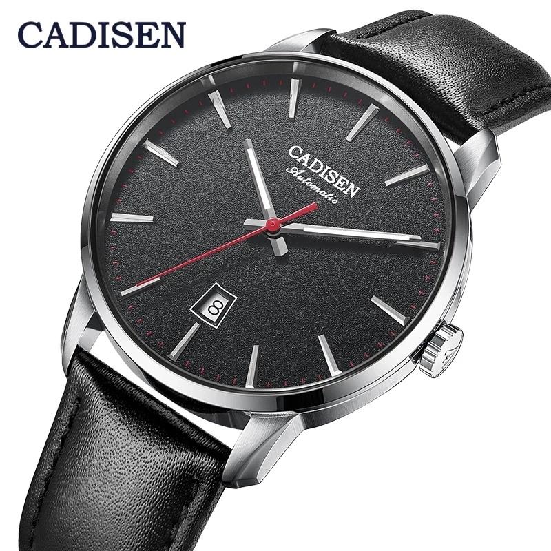 

Wristwatches CADISEN 8173 Japan NH35A Movt Mechanical Watches Luxury Sapphire Watch Man Casual Business Leather Wristwatch Relogio 5Bar Cloc, White
