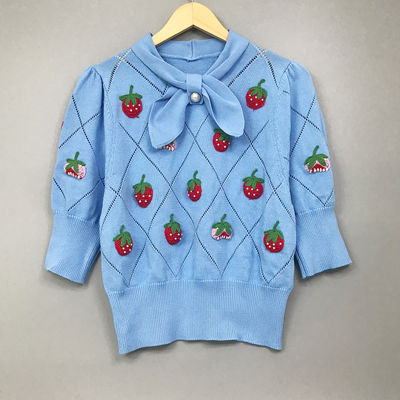 

320 2021 Summer Sweater Long Sleeve Crew Neck Top Blue Brand Same Style Prom Fashion Luxury Womens Clothes xue