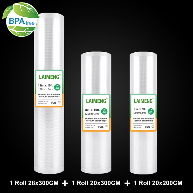 

LAIMENG Vacuum Bags for Vacuum Packing Machine Storage Bags 3 Rolls/Lot Sous Vide For Vacuum Packaging Sealing Machine R132