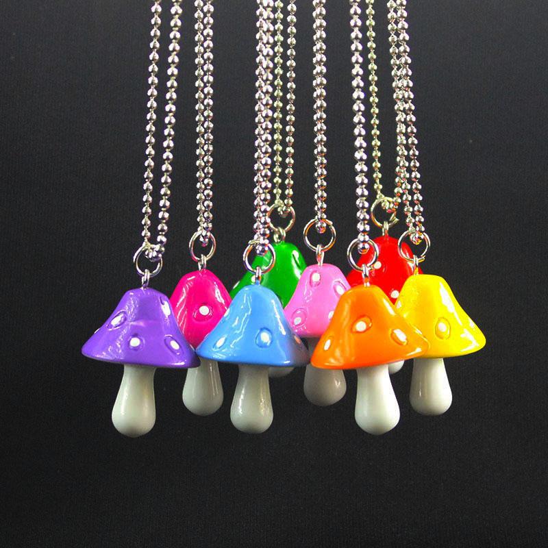 

Pendant Necklaces Fashion Resin Cartoon Imitation Mushroom Necklace For Child Colorful Simple Cute Charm Jewelry Gift, Silver