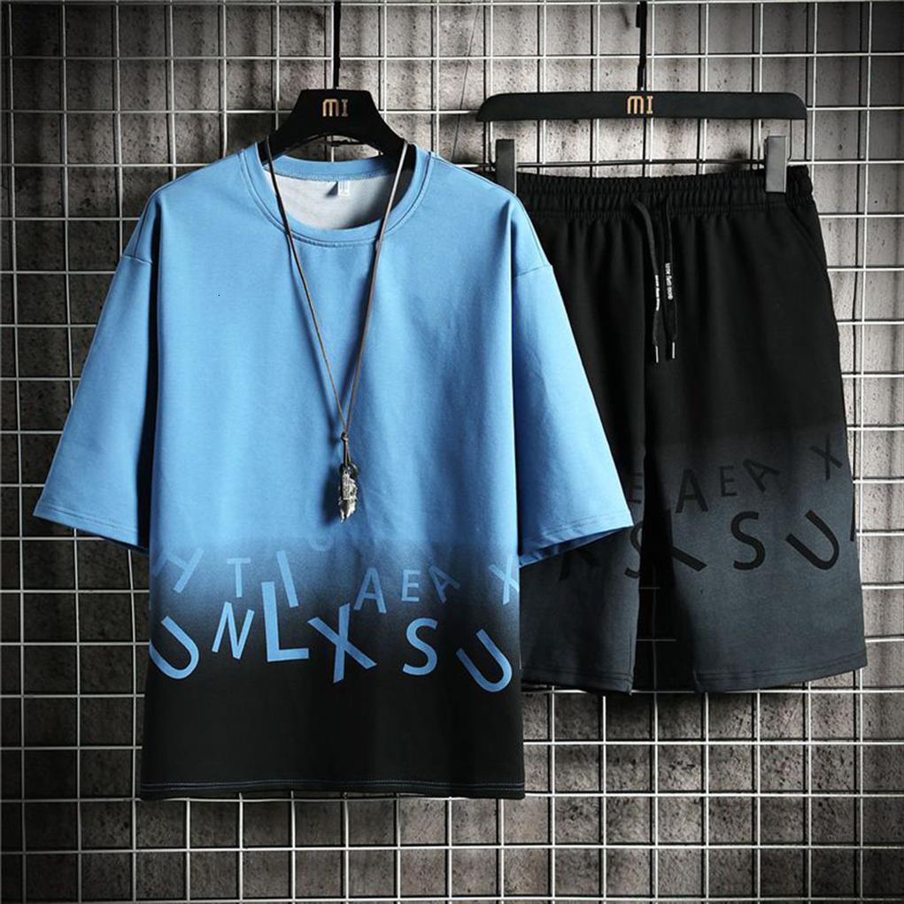 

outfits set two piece summer men tracksuit shorts and fashion clothing sweatshirt letter printed, Gray